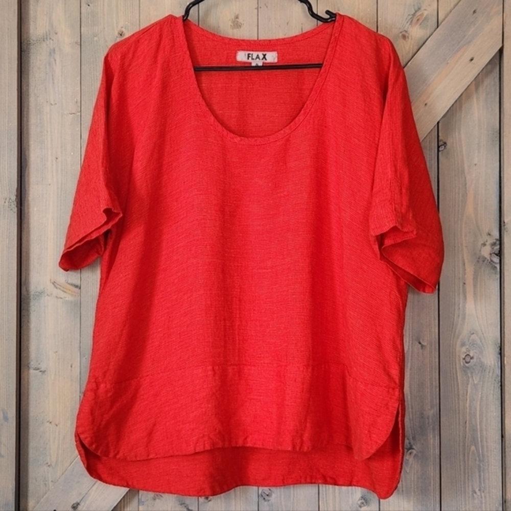 Flax Linen Oversized Pullover Top Blouse Size Small
